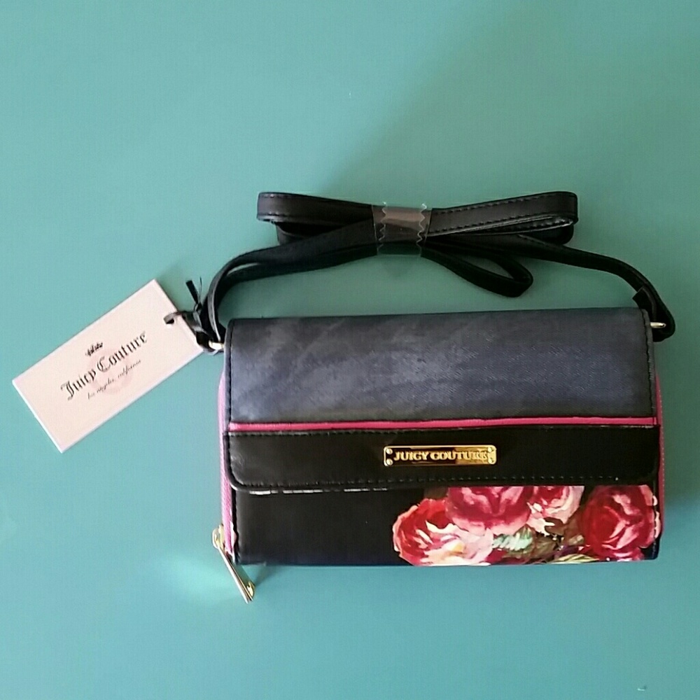 Juicy Couture Denim & Floral Crossbody Wallet